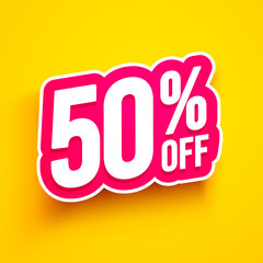 Bold Font Label With Text 50 Percent Off