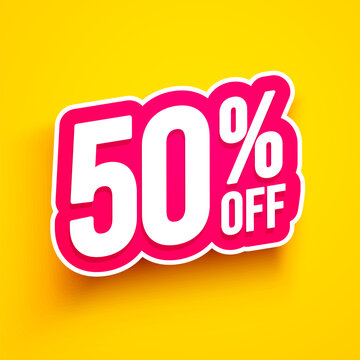 Bold Font Label With Text 50 Percent Off