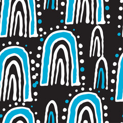 Abstract seamless vector pattern with circle, dots and spots decorative elements. Hand drawn background in boho style for textile print, fabric design, wallpaper and digital paper, wrapping.