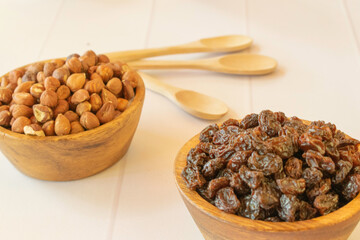 Healthy breakfast with fruits and nuts