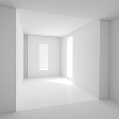 Abstract minimalistic white interior, empty room ,made with Generative AI