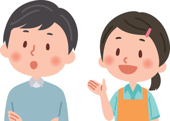 説明をするヘルパーと説明を聞く男性