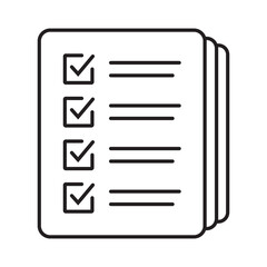 Checklist vector icon in line art style. Document icon, questionnaire icon, illustration isolated on white background for graphic and web design.