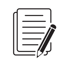 Document with pencil icon vector illustration. Test vector icon.