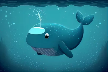 Draagtas Portrait of a cute little whale. AI generated © StockMediaProduction