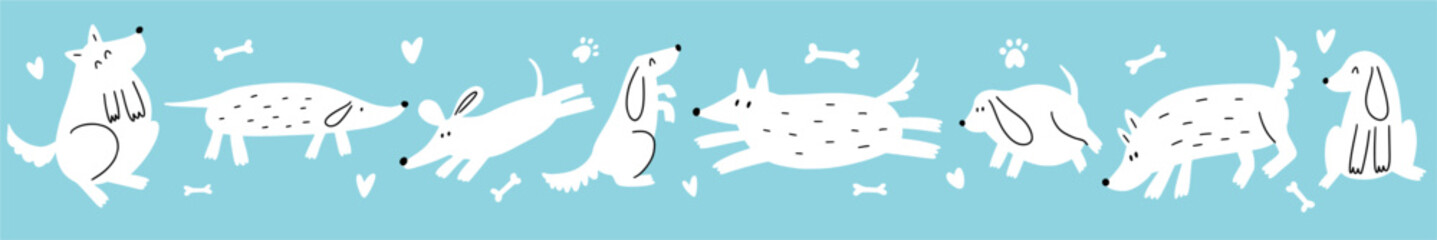 Vector collection of hand-drawn dogs in doodle style	
