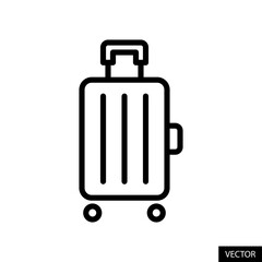 Luggage, travel suitcase, baggage, carry on bag vector icon in line style design for website, app, ui, isolated on white background. Editable stroke. Vector illustration.
