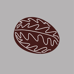 Hand drawn Easter egg with white lines on a brown background. Ethnic traditional motif ukrainian national pattern swirls
