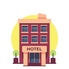 Fototapeta premium Hotel building icon illustration vector flat design