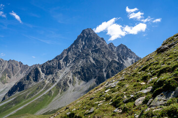 Wonderful view of the alpine mountains of the tyrolean alps