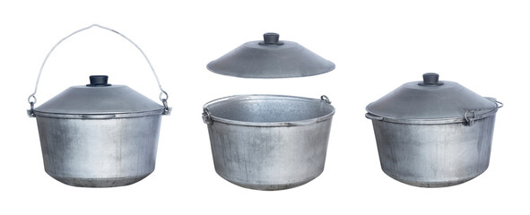 cauldron for cooking in nature, isolated from the background