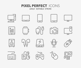 devices thin line icons