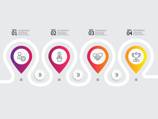 horizontal steps timeline infographic element