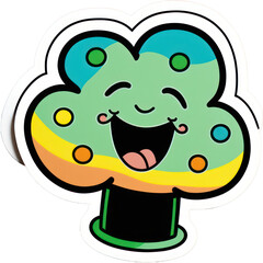 Cartoon Shamrock Character Sticker for St. Patrick's Day