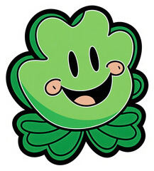 Obraz premium Cartoon Shamrock Character Sticker for St. Patrick's Day