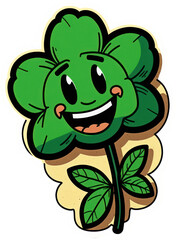 Fototapeta premium Cartoon Shamrock Character Sticker for St. Patrick's Day
