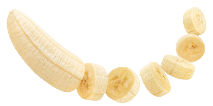 Flying banana slices cut out