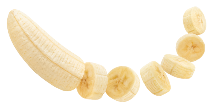 Flying banana slices cut out