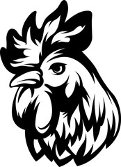 Head of rooster. Cock abstract character illustration. Graphic logo designs template for emblem. Image of portrait for company use