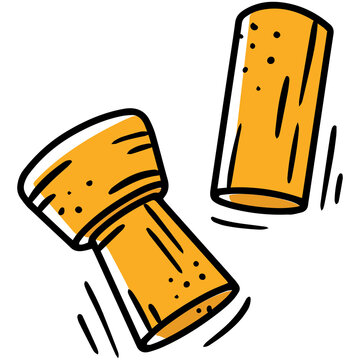 Wine stoppers linear vector icon in doodle sketch style