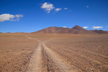 The red color of the landscapes of the Puna, Argentina