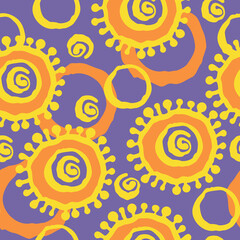 Abstract seamless pattern with circle, dots and spots decorative elements. Hand drawn background in boho style for textile print, fabric design, wallpaper and digital paper, wrapping.
