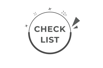 Check List Button. Speech Bubble, Banner Label CheckList