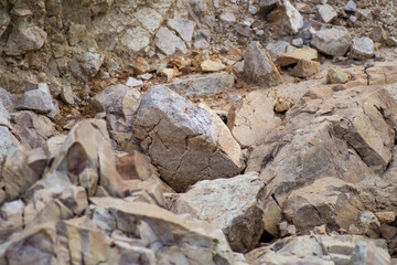 quarry with boulders, texture of large stones