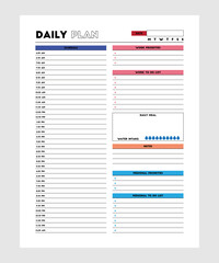 Vector Template Daily Plan, Personal Daily Planner, Productivity Day Planner, Work Day Diary Insert, Work From Home Daily Planner