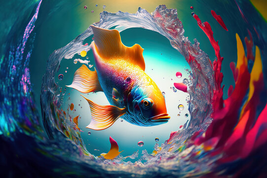 fish in the water - Created with Generative AI Technology
