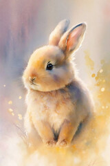 Fototapeta premium Cute easter bunny. Illustration - Animal 
