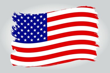 USA flag paint brush strokes. USA flag vector page symbol for your web site design. Vector illustration