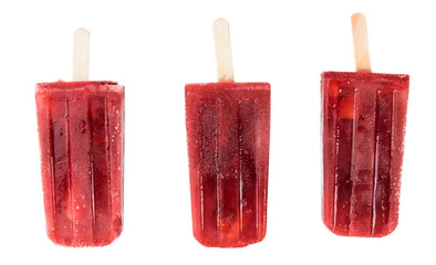 Strawberry Popsicles on transparent background (close-up shot)