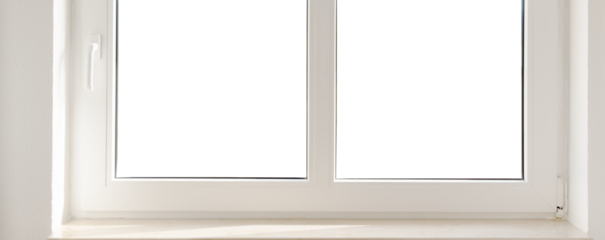 window view from inside to outside with transparent windows as template, mockup concept for rental and real estate business with product presentation space