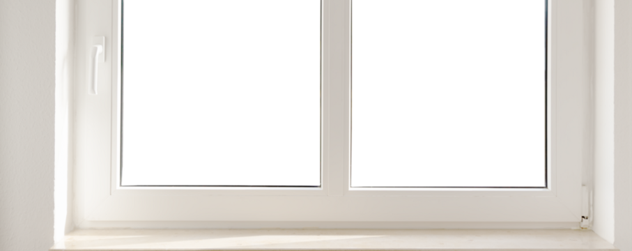 window view from inside to outside with transparent windows as template, mockup concept for rental and real estate business with product presentation space