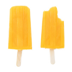 Tangerine Popsicles on transparent background (close-up shot)