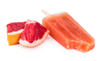 Grapefruit Popsicles on transparent (background, selective focus)