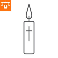 Church candle line icon, outline style icon for web site or mobile app, holiday and easter, easter candle vector icon, simple vector illustration, vector graphics with editable strokes.