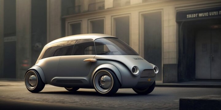 Retrofuturistic concept car, inspired by Subaru 360, generative AI - Powered by Adobe