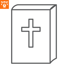 Bible line icon, outline style icon for web site or mobile app, book and easter, bible vector icon, simple vector illustration, vector graphics with editable strokes.