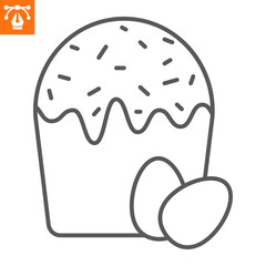 Easter cake line icon, outline style icon for web site or mobile app, holiday and easter, panettone vector icon, simple vector illustration, vector graphics with editable strokes.