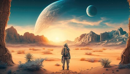 Venturing Alone on a Strange and Abandoned Planet in the Universe, AI Generative