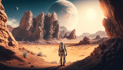 The mysteries of a deserted alien world, AI generative