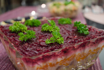 salad: herring under a fur coat with parsley