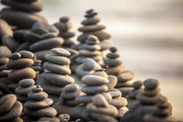 beautiful stack of stones on the ocean