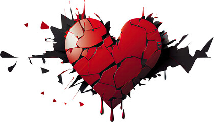 Broken Heart Transparent Background - Generative AI