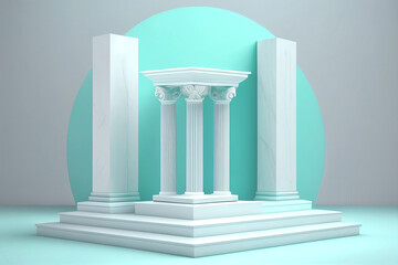 3d illustration rendering image of empty space mockup podium green