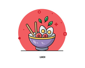 lunch icons, editable stoke, stoke illustration.