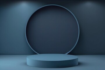 3D render of a podium scene, Dark blue product showcase background, Generative AI Digital Illustration