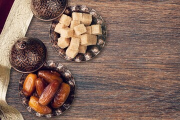 Tasty dry date fruit on plate, delicious food